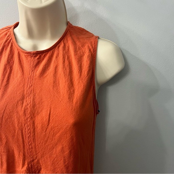 Zara Orange Sleeveless Linen Blend Maxi Sheath Dress Size Small - Picture 6 of 16